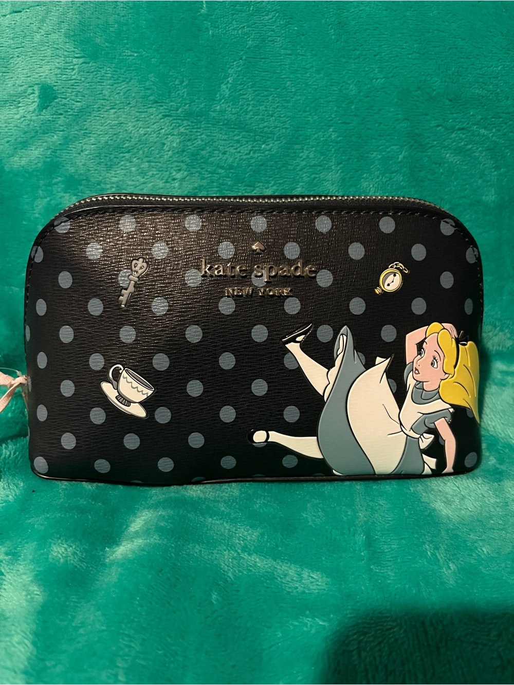 NWT kate spade Polka Dot Disney Alice in Wonderland Cosmetic Pouch